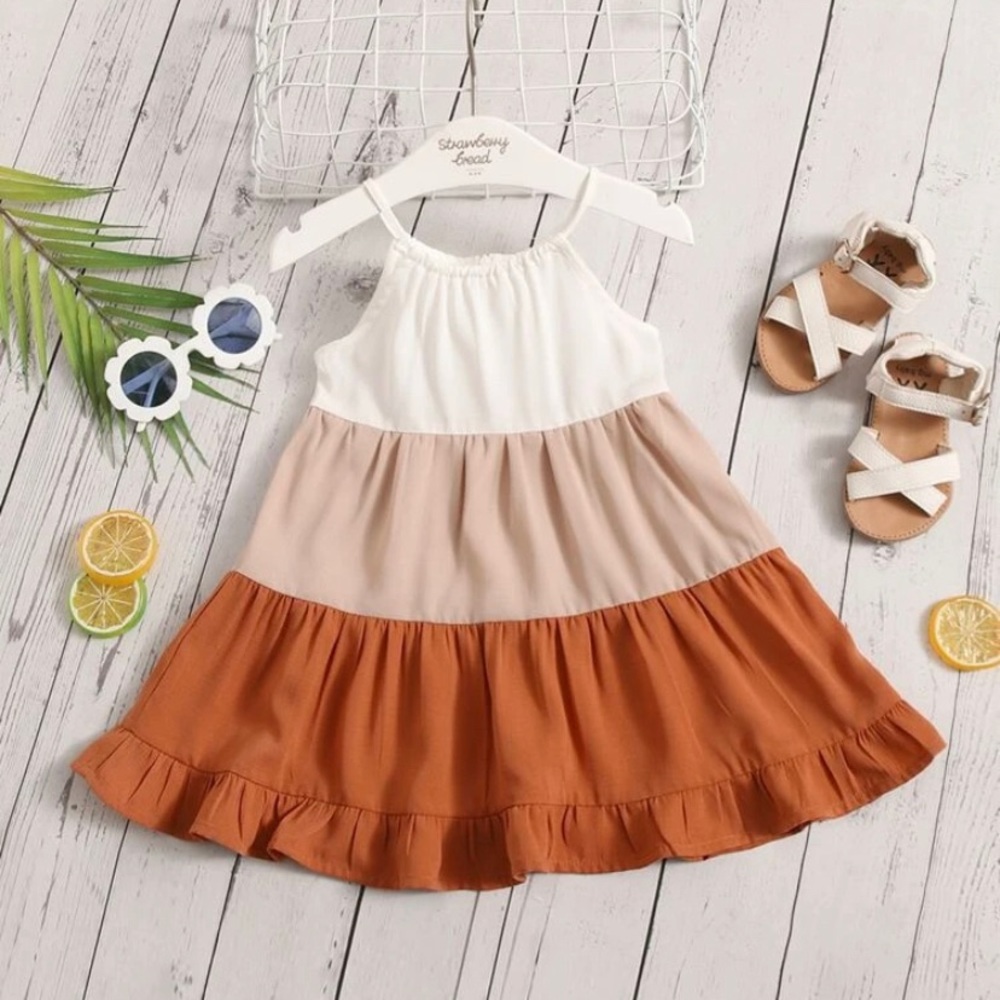 Baby Colorblock Ruffle Hem Halter Dress 18-24 Months